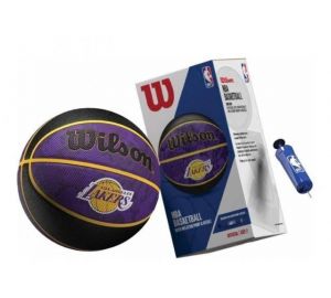 М'яч баскетбольний в подарунковій коробці + насос Wilson NBA TEAM TIEDYE BSKT LA LAKERS SI size 7